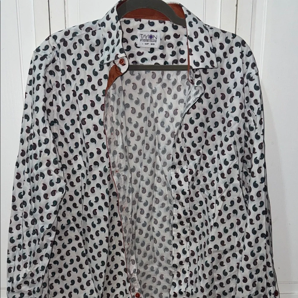 Tavion White Paisley Print Men's Dress Shirt